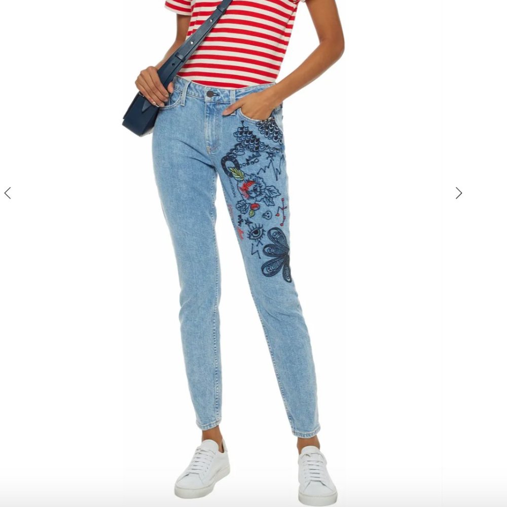 Alice + Olivia AO LA Good Embroidered Skinny Jean